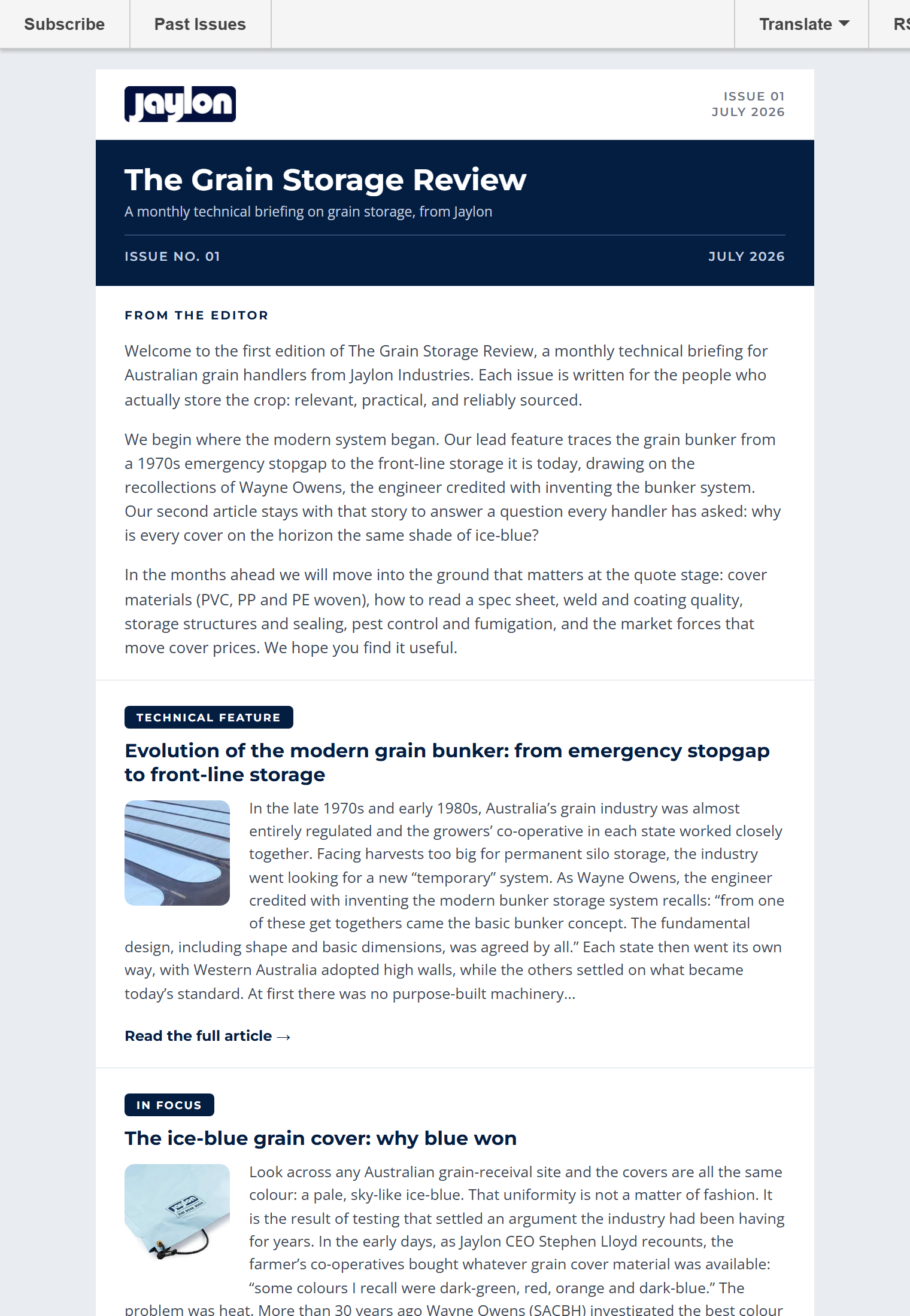 The Grain Storage Review newsletter